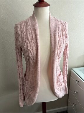 No Boundaries Light Pink Cable Knit Open Shawl Cardigan